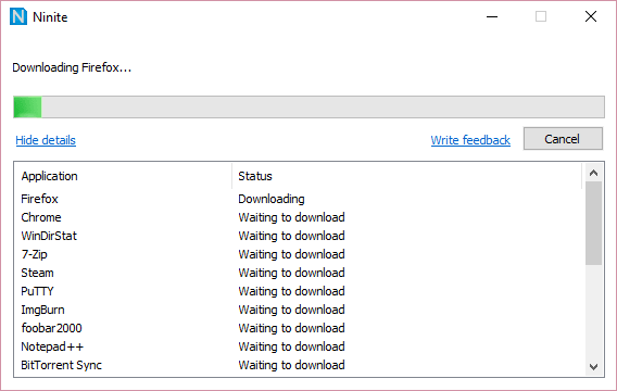 A Screenshot of Ninite Ninite