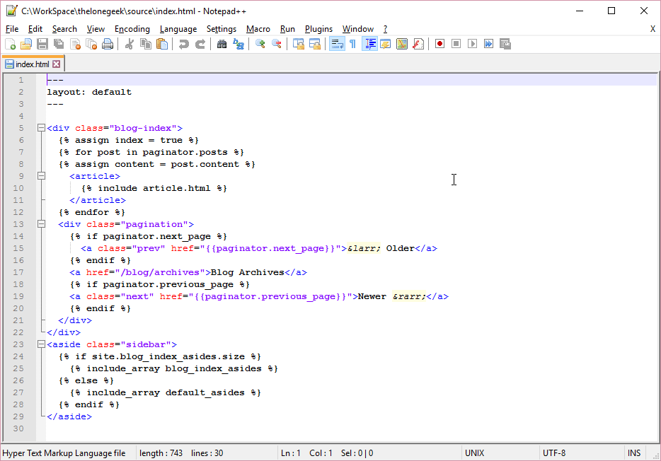 A Screenshot of Notepad++ Notepad ++